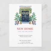 新しいホームクリスマスドア新しいアドレス移動 シーズンポストカード (正面)