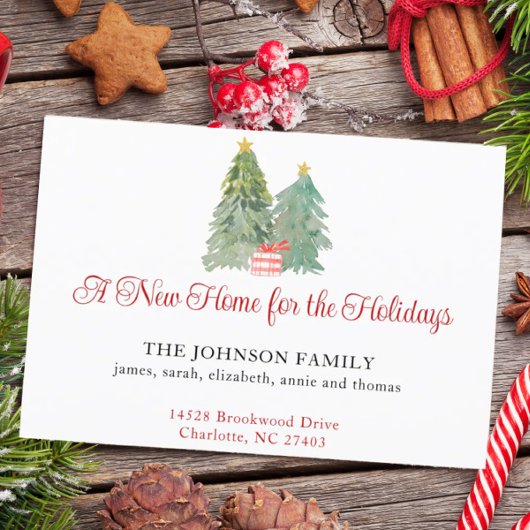 新しいホームクリスマスムービングアナウンスメントカード ポストカード
