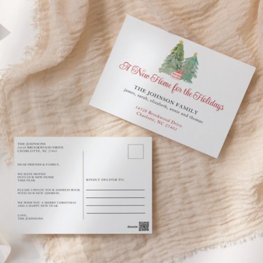 新しいホームクリスマスムービングアナウンスメントカード ポストカード