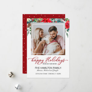 新しいホームクリスマスムービングアナウンスメントフォト シーズンカード