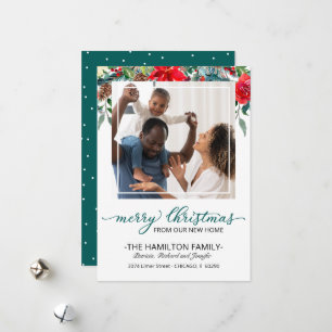新しいホームクリスマスムービングアナウンスメントフォト シーズンカード