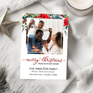 新しいホームクリスマスムービングアナウンスメントフォト シーズンカード