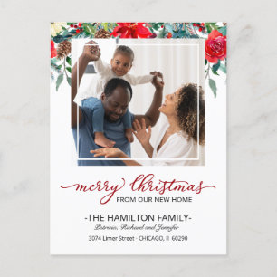 新しいホームクリスマスムービングアナウンスメントフォト シーズンポストカード