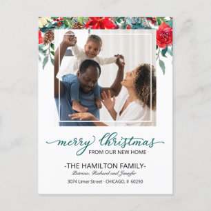 新しいホームクリスマスムービングアナウンスメントフォト シーズンポストカード
