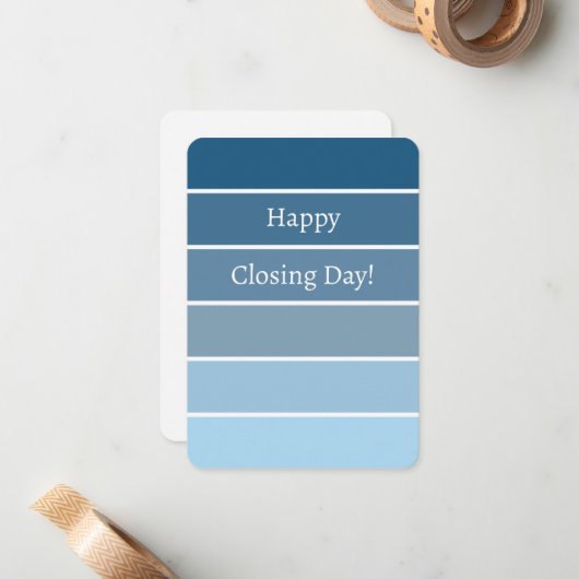 新しいホームクロージングおめでとうブルー絵を描チップ ノートカード (正面/裏面インサイチュ)