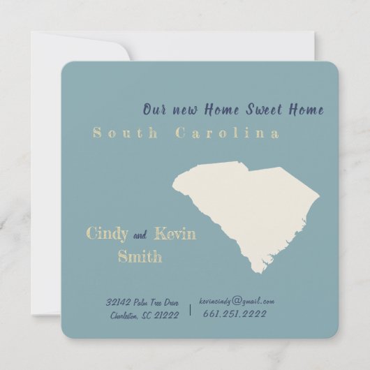 新しいホームサウスカロライナ移動案内カード (正面)