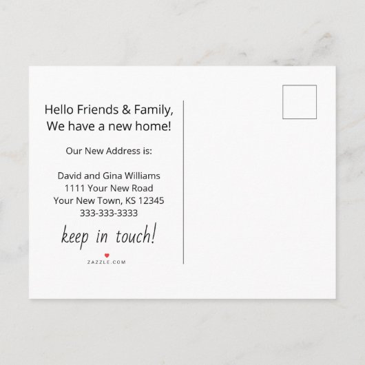 新しいホームシンプルの写真のアドレスの変更 案内ポストカード (裏面)