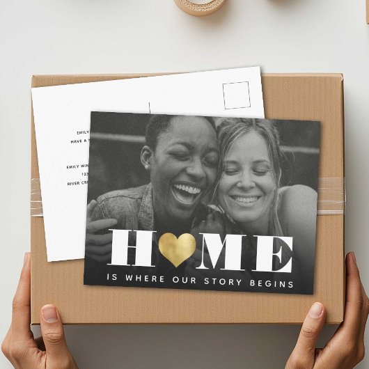 新しいホームシンプルカッコいいモダンミニマル移動 案内ポストカード