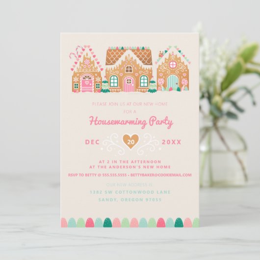 新しいホームジンジャーブレッドクリスマスカード 招待状 (スタンド正面)