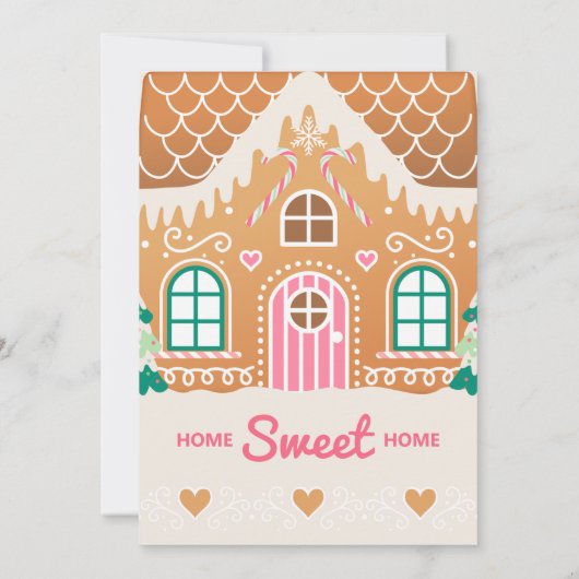 新しいホームジンジャーブレッドクリスマスカード 招待状 (裏面)