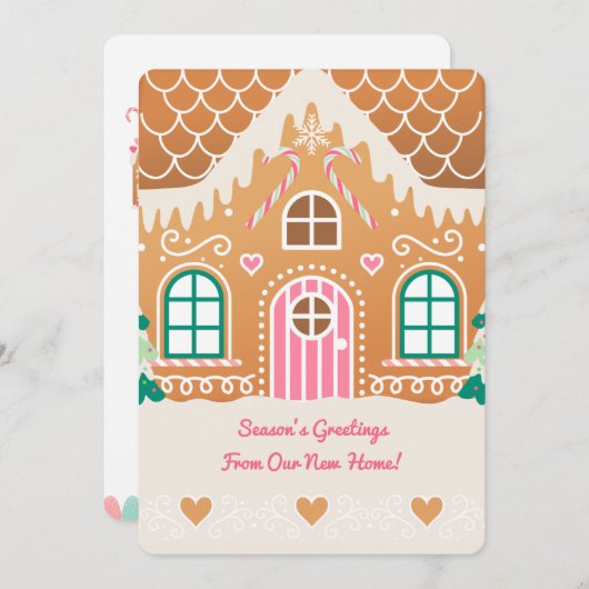 新しいホームジンジャーブレッドクリスマスカード 招待状 (正面/裏面)