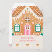 新しいホームジンジャーブレッドクリスマスカード 招待状 (正面/裏面)