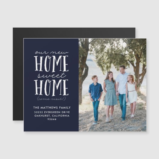 新しいホームスイートホームの動きの発表 マグネット招待状 (正面/裏面)