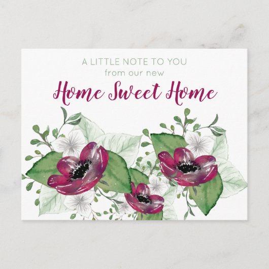 新しいホームスイートホームウォーターカラーフローラ移動 案内ポストカード (正面)
