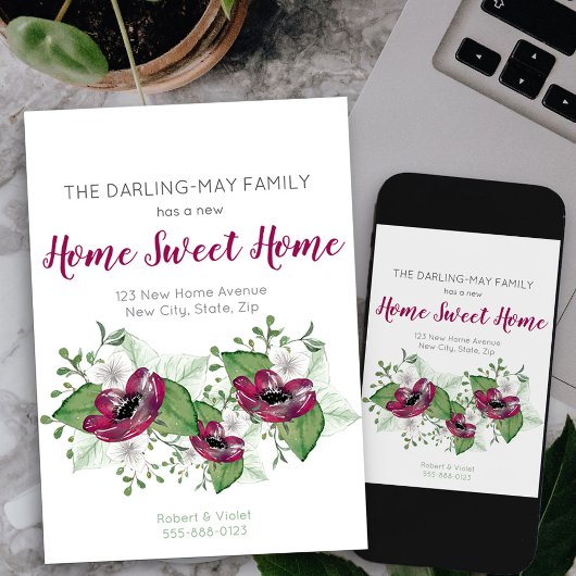 新しいホームスイートホームフローラ水の色の移動 案内状