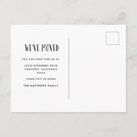 新しいホームスイートホーム引っ越しお知らせはがき 案内ポストカード (裏面)