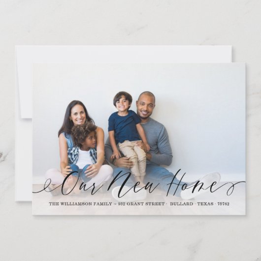 新しいホームスクリプエレガントトの家族の写真の移動 案内状 (正面)