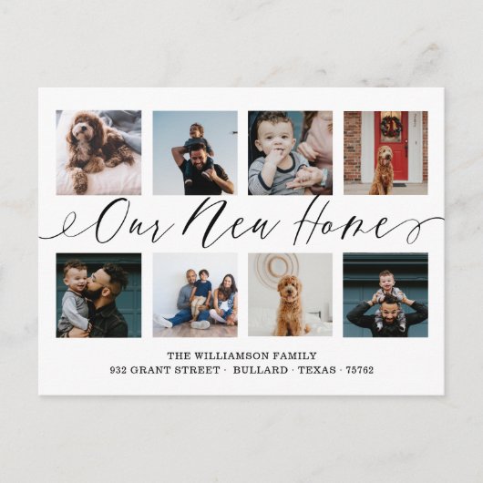 新しいホームスクリプエレガントト写真コラージュ移動 ポストカード (正面)