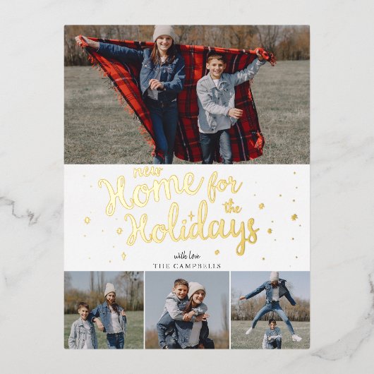 新しいホームスクリプト引っ越しましたの写真の移動 箔シーズンポストカード (正面)