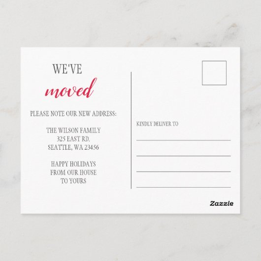 新しいホームスクリプト引っ越しました休日の移動写真 ポストカード (裏面)