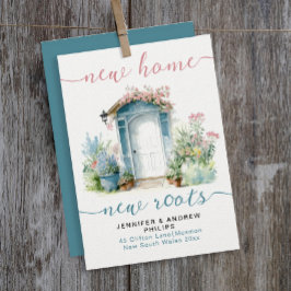 新しいホームスタイリッシュフローラガーデンピンクティール（緑がかった色）スクリプト 案内状