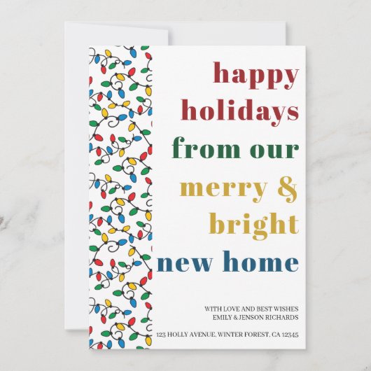 新しいホームストリングライトからハッピーホリデー 案内状 (正面)