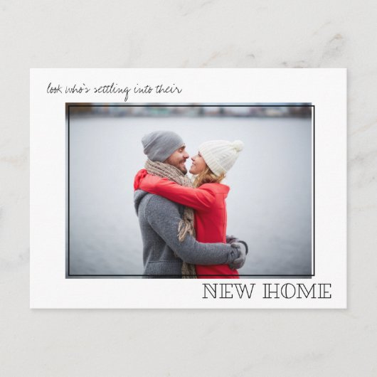 新しいホームタイポグラフィミニマル写真移動 案内ポストカード (正面)