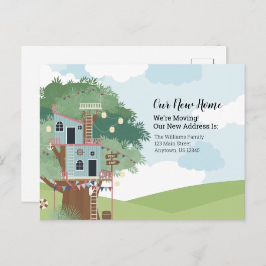 新しいホームツリーハウスの住所変更 ポストカード (正面/裏面)