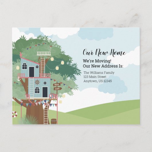 新しいホームツリーハウスの住所変更 ポストカード (正面)