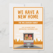 新しいホームトラックとオレンジの街並み移動 案内状 (正面)