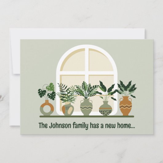 新しいホームトレンディープラントを移動モダン中 案内状 (正面)