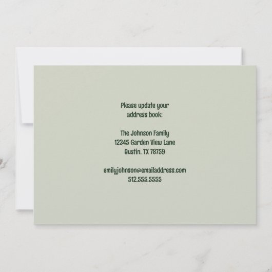 新しいホームトレンディープラントを移動モダン中 案内状 (裏面)