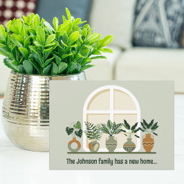 新しいホームトレンディープラントを移動モダン中 案内状