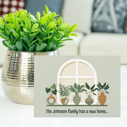 新しいホームトレンディープラントを移動モダン中 案内状