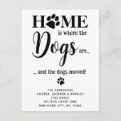 新しいホームドッグ引っ越しましたかわいいペットドッグ移動 案内ポストカード (正面)