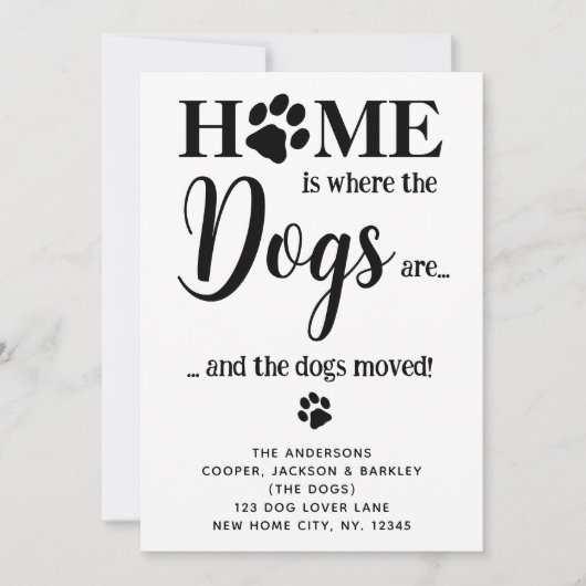 新しいホームドッグ引っ越しましたかわいいペットドッグ移動 案内状 (正面)