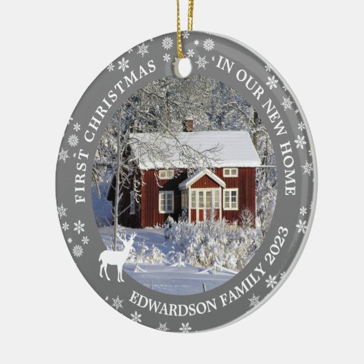 新しいホームハウスの写真の初めてのクリスマス セラミックオーナメント (左)