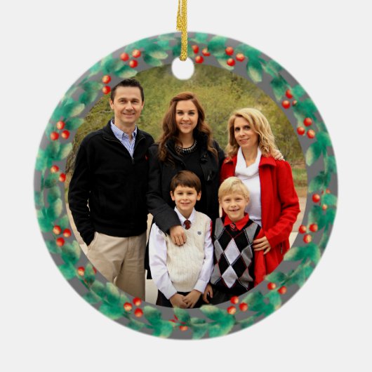 新しいホームハウスの写真の初めてのクリスマス セラミックオーナメント (裏面)