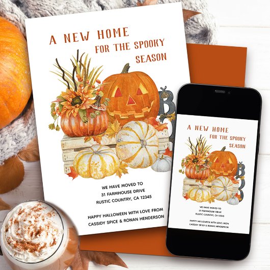新しいホームハロウィン素朴の移動 案内状