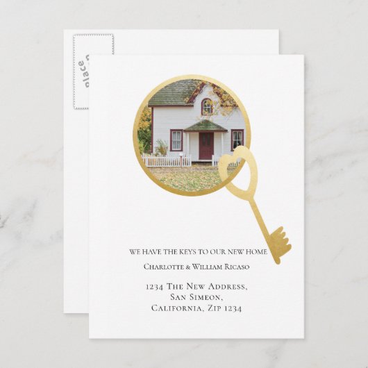 新しいホームハートをテーマにした鍵 案内ポストカード (正面/裏面)