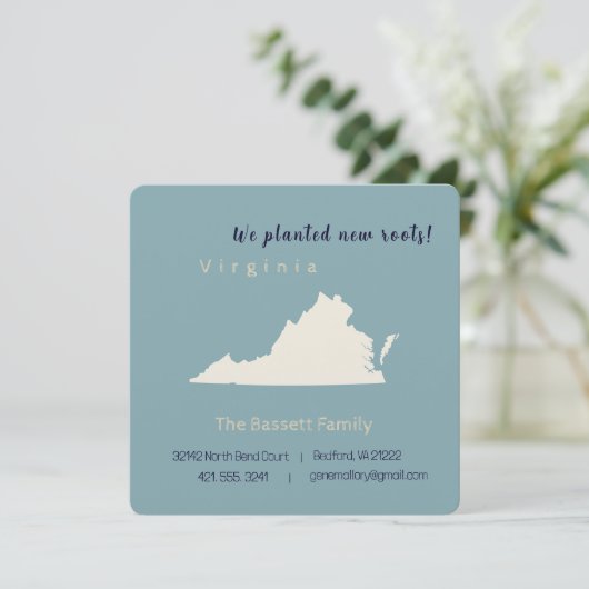 新しいホームバージニア州の引越し案内はがき (スタンド正面)