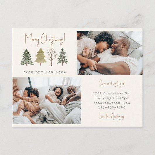 新しいホームパインの木々からのメリークリスマス写真 案内ポストカード (正面)