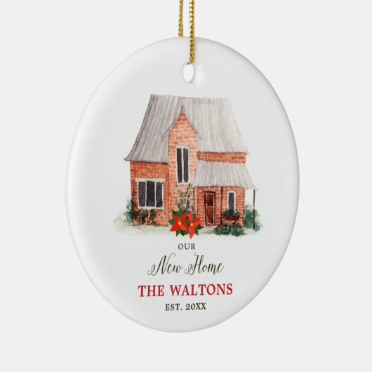 新しいホームパーソナライズされた初めてのクリスマスの住所 セラミックオーナメント (右)
