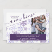 新しいホームパープルのスノーフレーク写真のような雪の場所 シーズンカード (正面)