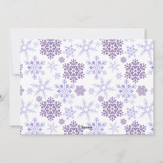 新しいホームパープルのスノーフレーク写真のような雪の場所 シーズンカード (裏面)