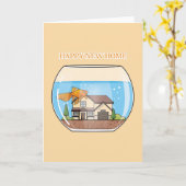 新しいホームフィッシュボウルおめでとうカード カード (黄色い花)