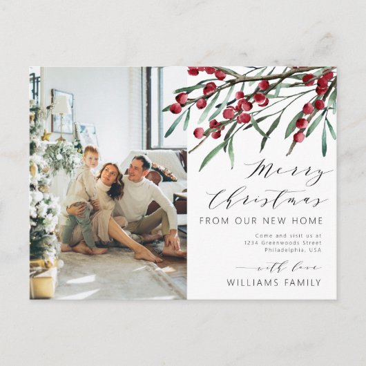 新しいホームフォトからのメリークリスマス移動 案内ポストカード (正面)