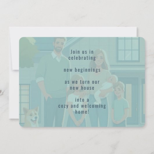 新しいホームフォトに移動引っ越し祝いパーティー招待状 案内状 (裏面)