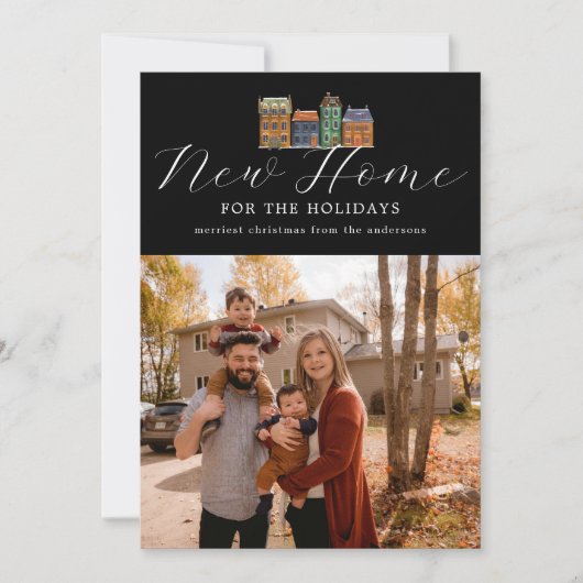 新しいホームフォトカードとスケッチ建物 シーズンカード (正面)