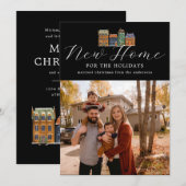 新しいホームフォトカードとスケッチ建物 シーズンカード (正面/裏面)